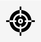 Black and white target icon on white.