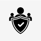 People icon with shield and checkmark.