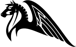 Abstract horse silhouette with flowing mane.